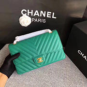 Chanel Classic Chevron Flap Bag Apple Green Grain Leather 25cm - 6