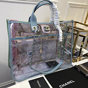 Chanel spring and summer explosions pvc lambskin color transparent handbag light blue - 5