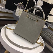 Chanel latest drawstring bucket bag grey - 2
