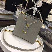 Chanel latest drawstring bucket bag grey - 3