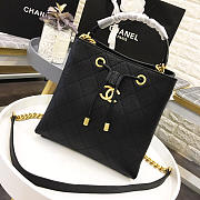 Chanel new drawstring bucket bag black - 2