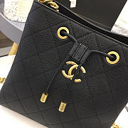 Chanel new drawstring bucket bag black - 5