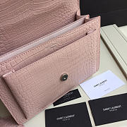 YSL small crocodile silver chain front flap handbag pink - 3