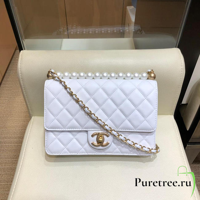 Chanel classic rhomboid cover bag white - 1