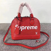 louis vuitton supreme domed satchelv red m40301 - 1