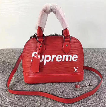 louis vuitton supreme domed satchelv red m40301