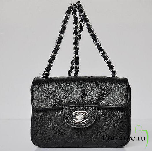 chanel caviar leather flap bag with silver hardware black CohotBag  - 1
