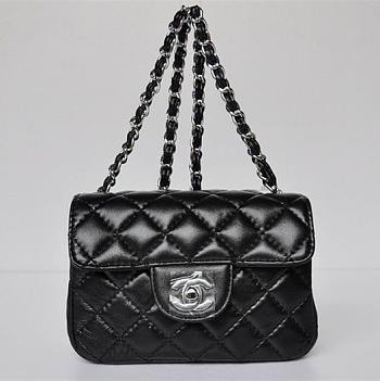 chanel lambskin leather flap bag with silver hardware black CohotBag 