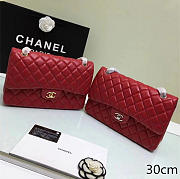 chanel lambskin leather flap bag gold/silver red CohotBag 30cm - 1