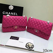 chanel lambskin leather flap bag gold/silver rose red CohotBag 30cm - 1