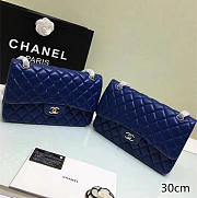 chanel lambskin leather flap bag gold/silver blue CohotBag 30cm - 1