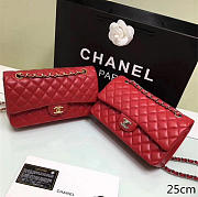 chanel lambskin leather flap bag gold/silver red CohotBag 25cm - 1