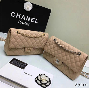 Chanel Caviar Leather Flap Bag Beige with Gold/Silver Hardware 25cm