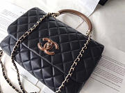 chanel flap bag with top handle black  - 3