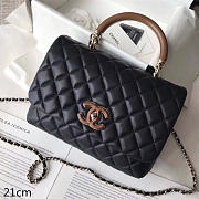 chanel flap bag with top handle black  - 1