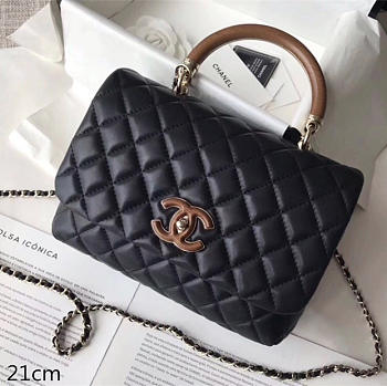 chanel flap bag with top handle black 