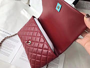 chanel flap bag with top handle wine red  - 6