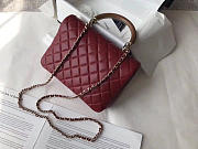 chanel flap bag with top handle wine red  - 5