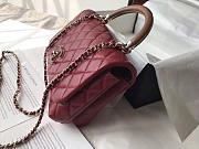 chanel flap bag with top handle wine red  - 4
