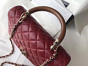 chanel flap bag with top handle wine red  - 2