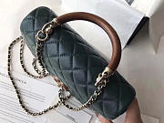 chanel flap bag with top handle dark green - 4