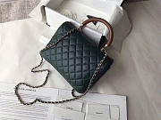 chanel flap bag with top handle dark green - 5