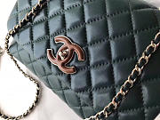 chanel flap bag with top handle dark green - 3