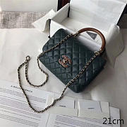 chanel flap bag with top handle dark green - 1