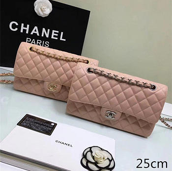 Chanel Grained calfskin flap bag gold pink 25cm
