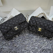 CHANEL | Caviar Leather Flap Bag With Gold/Silver Hardware Black 20cm - 1