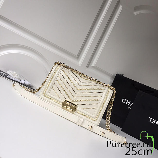 Chanel wrinkled calfskin white gold hardware - 1