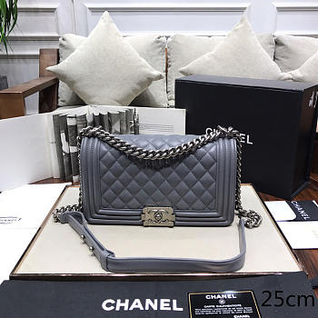 Chanel sheepskin classic diamond hot mama burst grey silver hardware | A67086