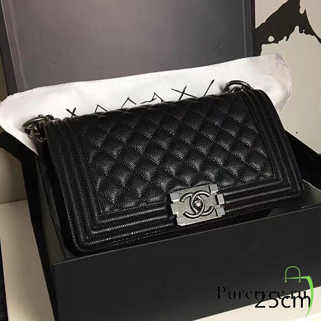 Chanel medium quilted caviar black silver a13043 vs06151 - 1