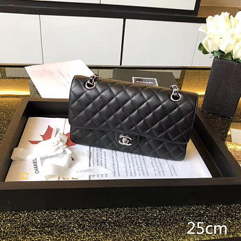 Chanel Caviar Lambskin Leather Flap Sliver 25cm 