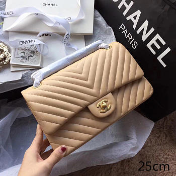 Chanel Classic Chevron Flap Bag Beige 25cm
