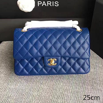 Chanel lambskin classic handbag blue | A01112