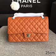 Chanel lambskin classic handbag orange| A01112  - 1
