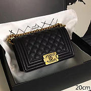 chanel small quilted caviar boy bag black gold CohotBag a13043 vs05262 - 1