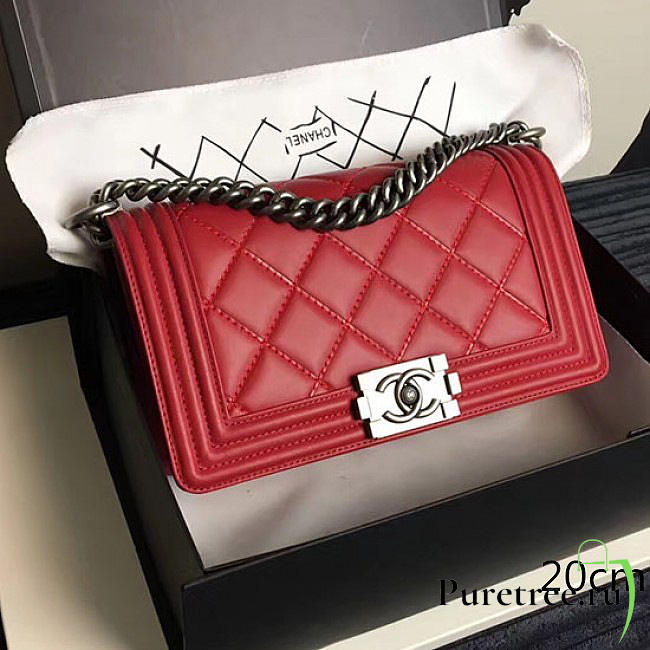 chanel caviar quilted calfskin large boy bag red CohotBag a14042 vs09730 - 1