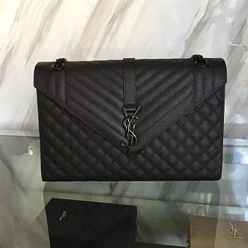 YSL envelop satchel black leather black metal 31 x 8.5 x 22cm