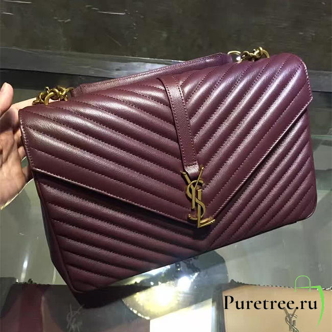 ysl gold monogram college wine red CohotBag 5094 - 1