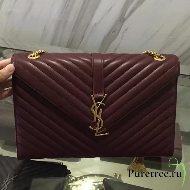 ysl gold monogram college wine red CohotBag 5082 - 1