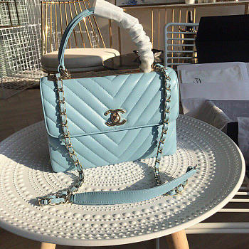 Chanel Trendy CC Light Blue Flap Bag size 25 x 18 x 7 cm