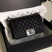Chanel small quilted caviar boy bag black silver a13043 vs03258 - 1