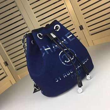 Chanel canvas bucket bag dark blue