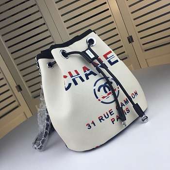 Chanel canvas bucket bag white