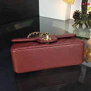 Chanel classic flap bag burgundy caviar leather sliver&gold hardware 20cm red - 2