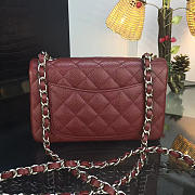 Chanel classic flap bag burgundy caviar leather sliver&gold hardware 20cm red - 4