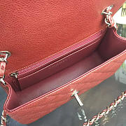 Chanel classic flap bag burgundy caviar leather sliver&gold hardware 20cm red - 5