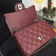 Chanel classic flap bag burgundy caviar leather sliver&gold hardware 20cm red - 6